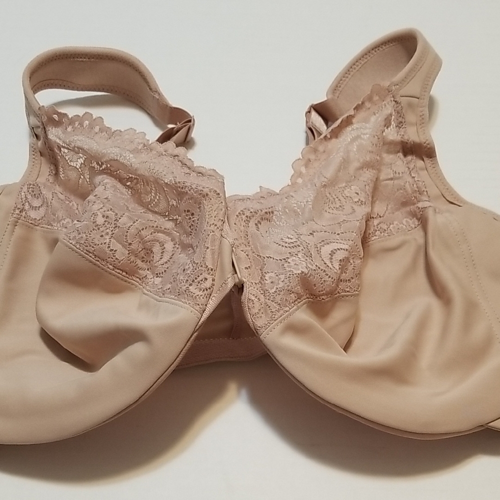 Glamorise Soft Beige Lace Bra Front Close Nwt U/W 42G US Sz